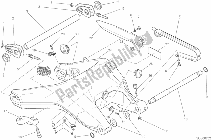 All parts for the 027 - Forcellone Posteriore of the Ducati Scrambler Urban Enduro Thailand 803 2017